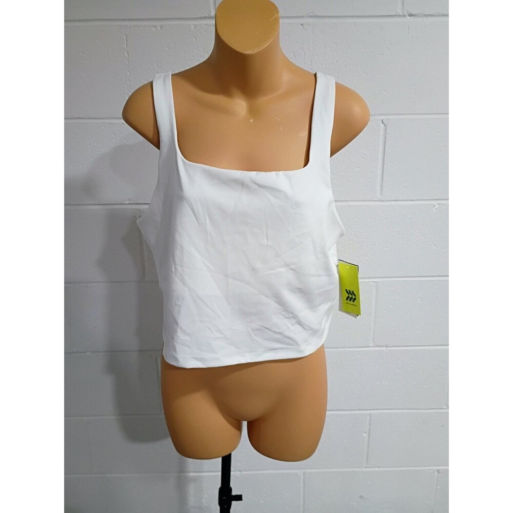 All in Motion Super Flex Square Neck Tank Top Women's White Activewear NWT